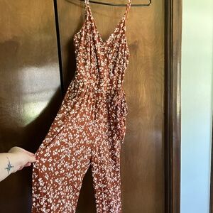 Burnt Orange Floral Jumpsuit